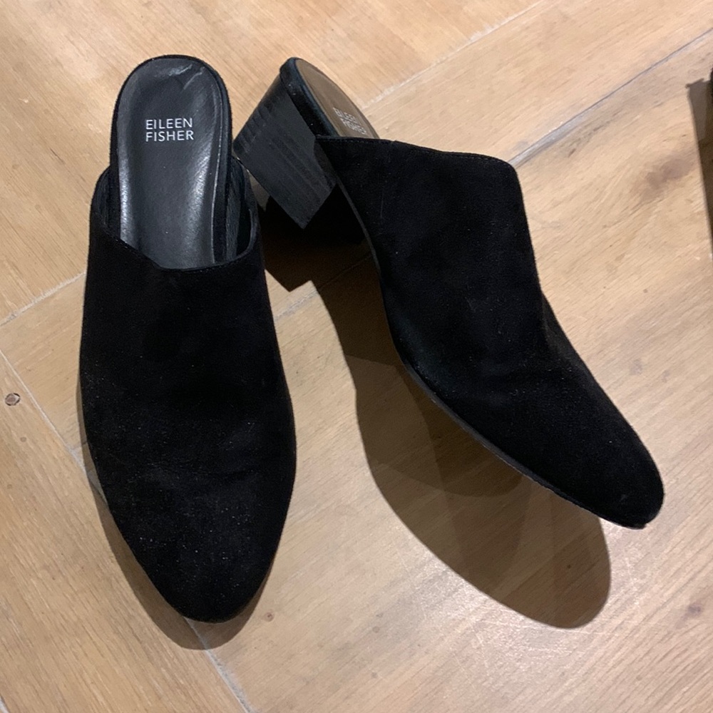 Eileen Fisher SYLVIA black Suede Slide Mule